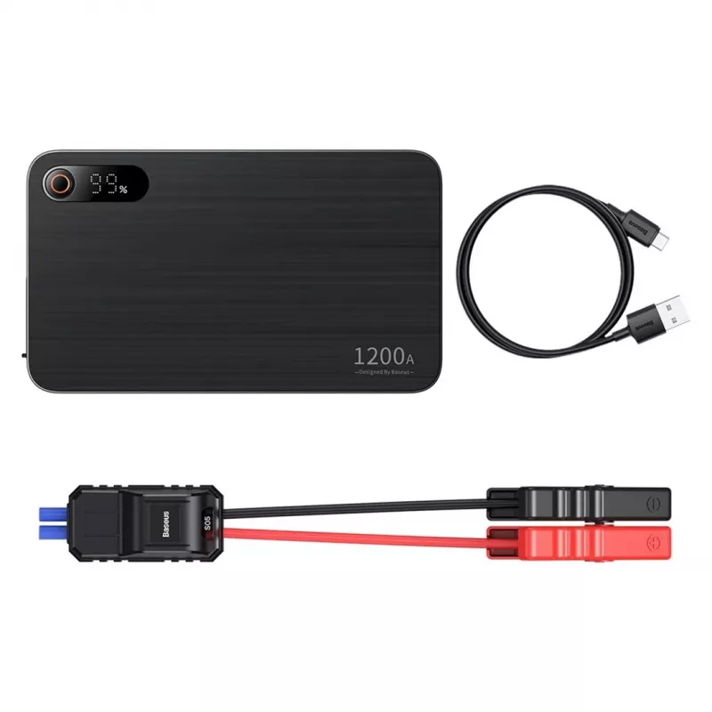 Powerbank/Starthilfe Baseus Pro+ Auto-Starthilfe, 12000mAh, 1200A, USB (Schwarz)