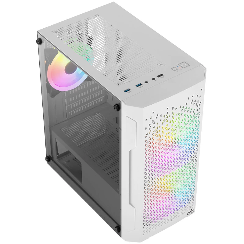 ATX AEROCOOL TRINITY MINI FRGB MICRO MINI TOWER GEHÄUSE MIT GLASPANEEL (WEIß)