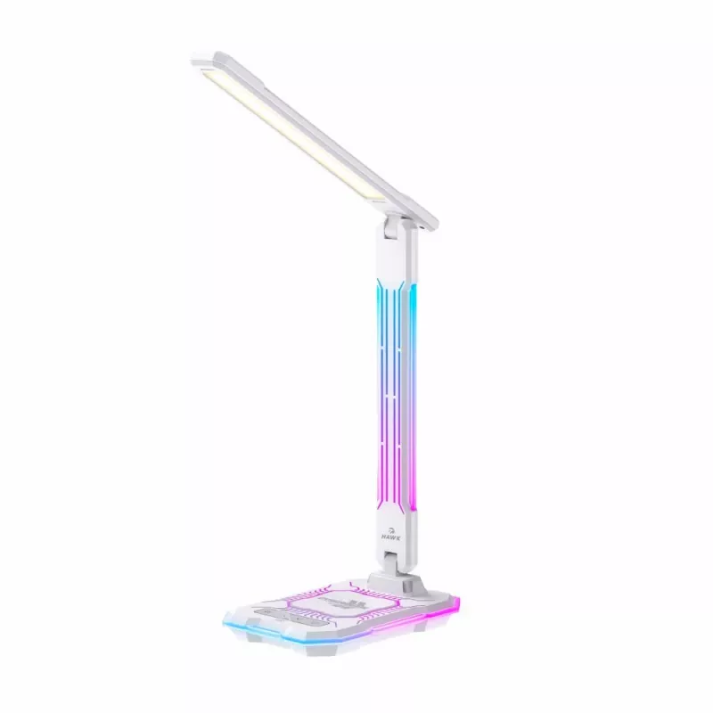 Tischleuchte Hawk HW-LAMP04 Weiß LED verstellbar, weiße Oberfläche, verstellbarer Kopf und Arm