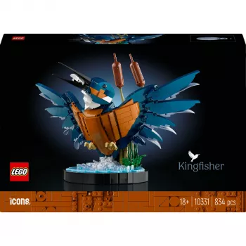LEGO Icons Kingfisher Vogel-Set Modellbau-Set für Erwachsene mit Wasser-Setting und Ausstellungsständer, tolles Wohn- und Büro-Dekor für den Schreibtisch, Valentinstag