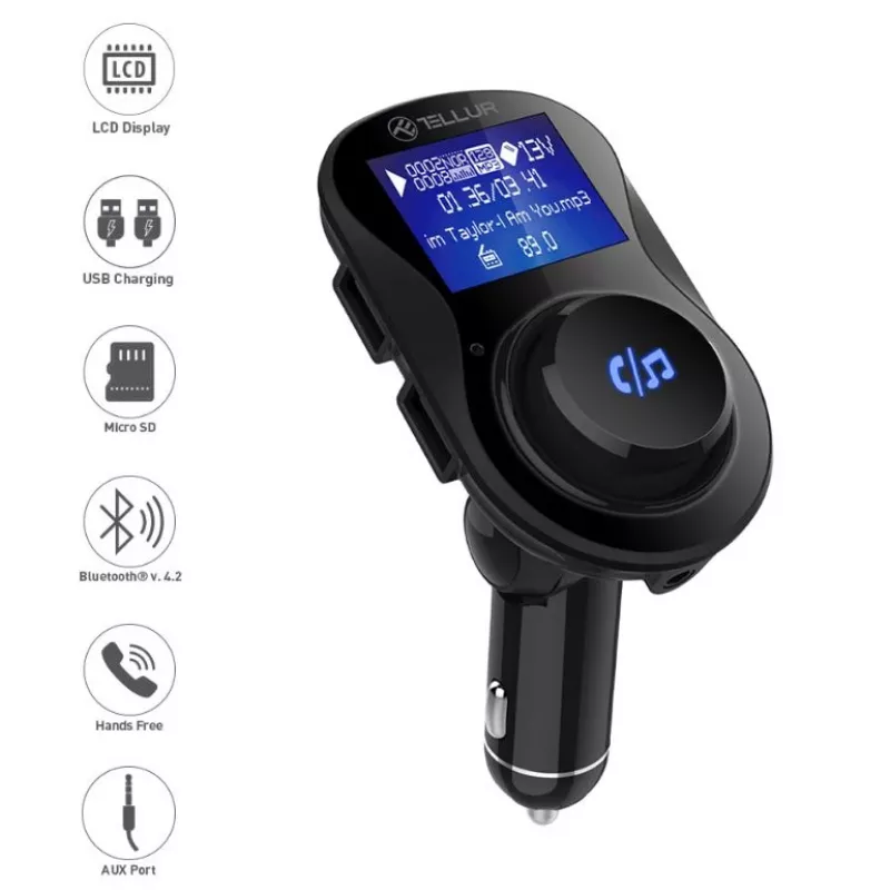 FM-Transmitter Tellur FMT-B3 mit 3,5-mm-Klinke und USB-Stromversorgung