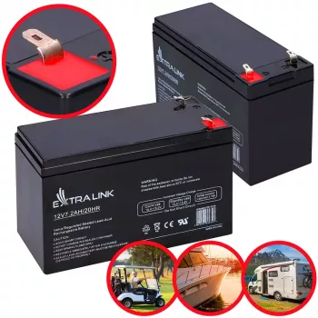 UPS-Batterie Extralink AGM 12V 7,2Ah (7Ah) verschlossene Blei-Säure VRLA, wartungsfrei, schwarz