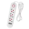 Steckdosenleiste MACLEAN MCE394W — 3 Steckdosen, 3×USB 2,1A, 110–240V AC, 2500W, 1,5 m Kabel, weiß