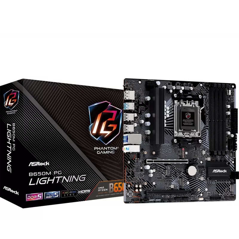 ASRock B650M PG Lightning AM5 Micro-ATX Motherboard