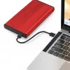 HDD/SSD-Gehäuse QOLTEC 51860 für 2,5-Zoll-SATA-III-Laufwerke, USB Typ-A, 5 Gbit/s, Aluminium, rot