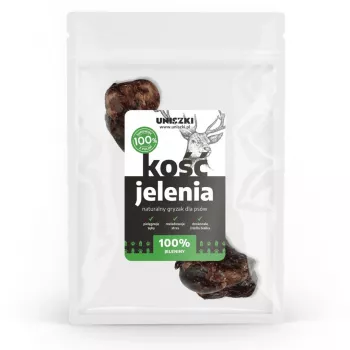 Hundesnack UNISZKI Hirschknochen Medium — natürlicher Einzelkausnack für mittelgroße Hunde 10–25 kg, getreidefrei, glutenfrei, konservierungsmittelfrei, Beutel