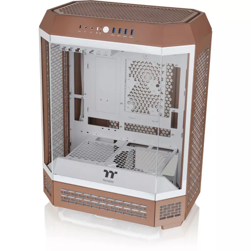 PC-Gehäuse Thermaltake The Tower 600 Midi-Tower Mokka — ATX/Micro-ATX/Mini-ITX, gehärtetes Glas, 1x 3,5 Zoll + 2x 2,5 Zoll, 4x USB 3.2