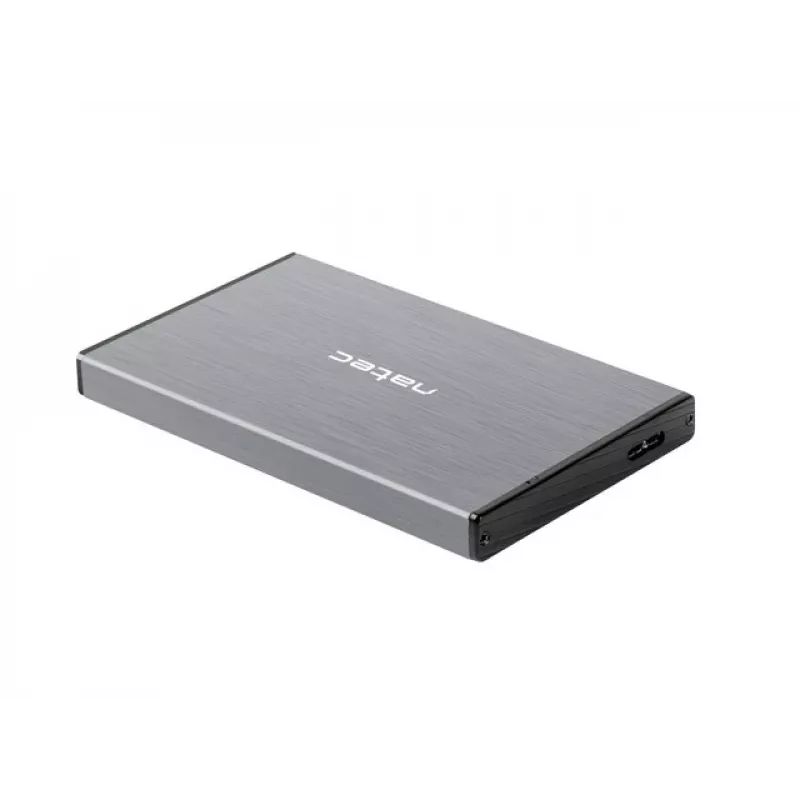 Externes HDD/SSD-Gehäuse NATEC Rhino GO — 2,5 Zoll SATA, 9,5 mm, USB 3.0, Aluminium, grau, bis zu 4 TB