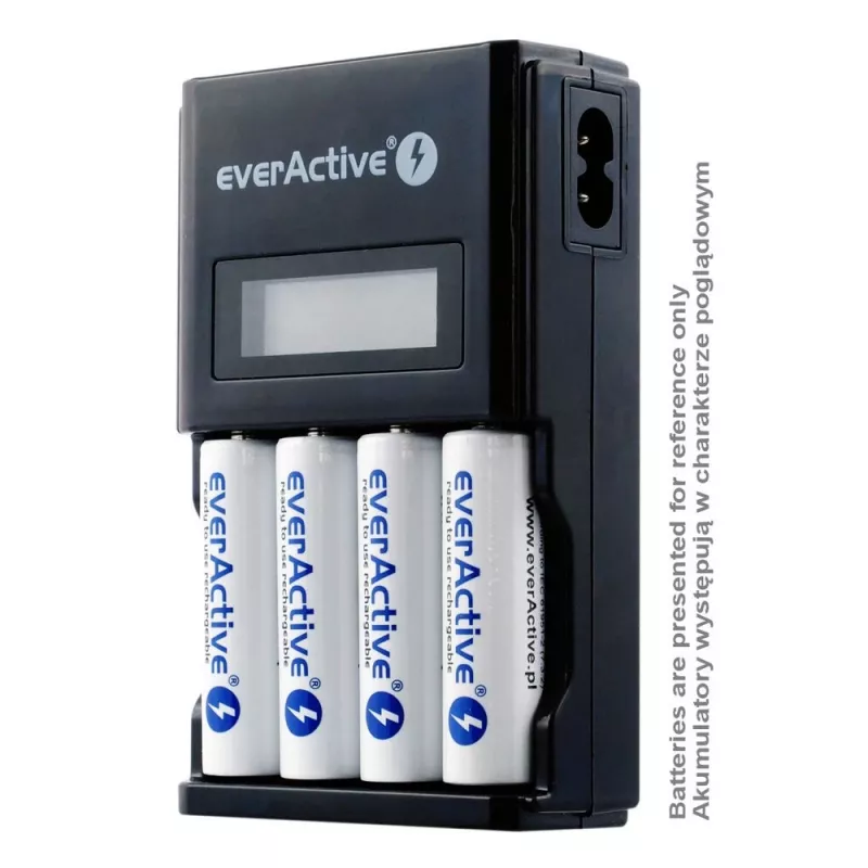 Akkuladegerät everActive NC450B — 4‑Zellen AAA-Ladegerät, 110/230V AC, schwarz