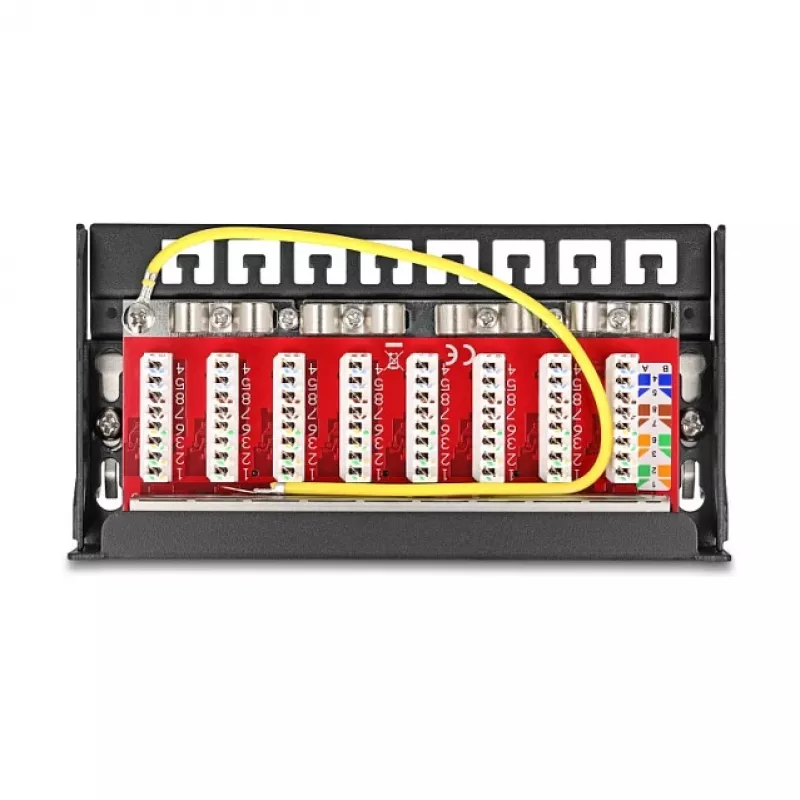 Patchpanel DELOCK Mini Desktop RJ45 8-Port Cat.6A geschirmt schwarz für Tisch, Wand oder Hutschiene