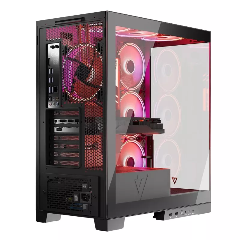 PC-Gehäuse MODECOM Volcano SPACE APEX ARGB Midi Tower, gehärtetes Glas, USB-C, unterstützt ATX/microATX/Mini-ITX, GPU bis 430 mm, CPU-Kühler bis 180 mm