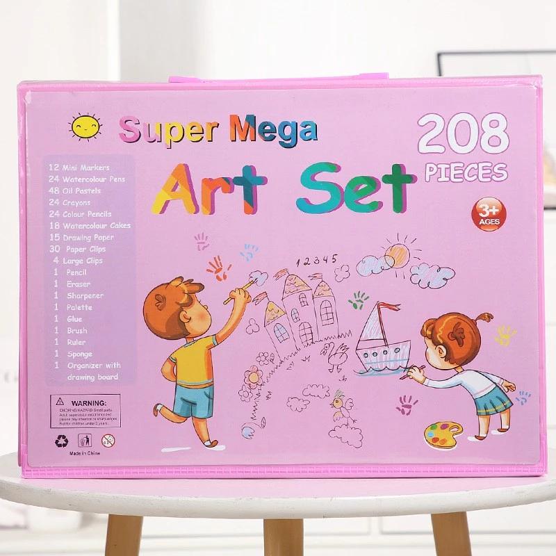 Kunstset Extralink 208-teilig — Malset mit Pinseln, Farben, Stiften