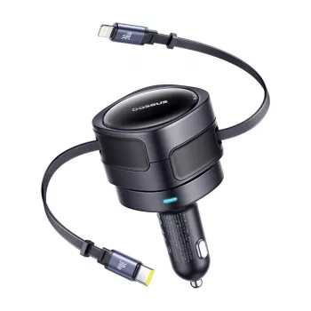 Auto-Ladegerät Baseus Enjoyment Max 60W mit USB‑C- und Lightning-Kabeln, Dual-Port-Schnellladung