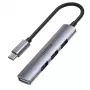 USB-C-Hub Unitek H1208B — 1x USB-A 5 Gbit/s, 3x USB-A 2.0, USB-C-Host, Aluminiumgehäuse, 0,20 m Kabel