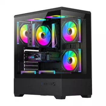 Computer-Gehäuse Darkflash C365 (schwarz) mit 5 enthaltenen Lüftern