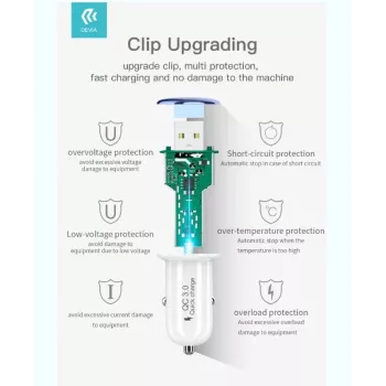 Autoladegerät Devia Mushroom Serie QC3.0 18W Gold – USB Quick Charge 3.0, 18W Ausgang