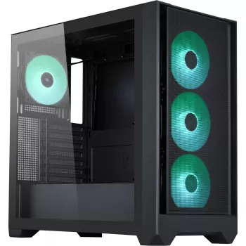 PC-Gehäuse Silentware Flow 110 A-RGB Schwarz — Mid-Tower-Gehäuse, gehärtetes Glas-Seitenpanel