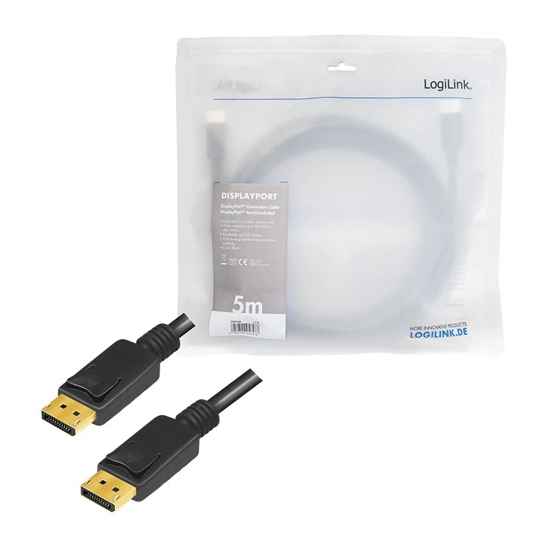 DisplayPort-Kabel LogiLink CV0139 5 m Schwarz