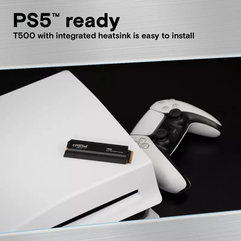 SSD-Laufwerk Crucial T500 1TB M.2 NVMe 2280 PCIe 4.0 mit Kühlkörper