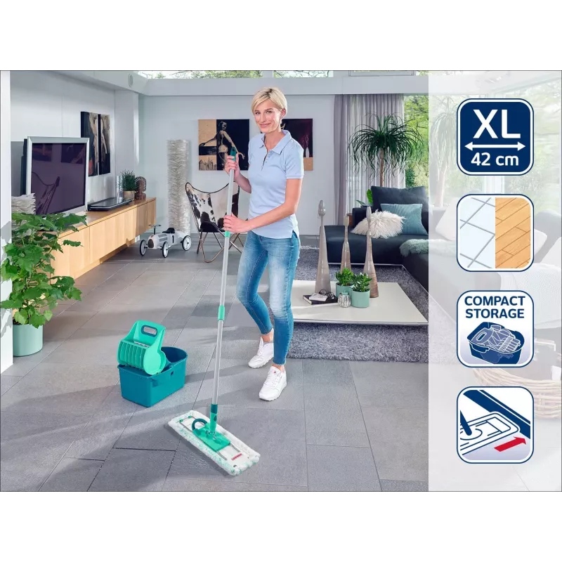 Leifheit 55092 Mop Mikrofaser 8000 ml Trocken&Nass Mikrofaser Blau, Grau