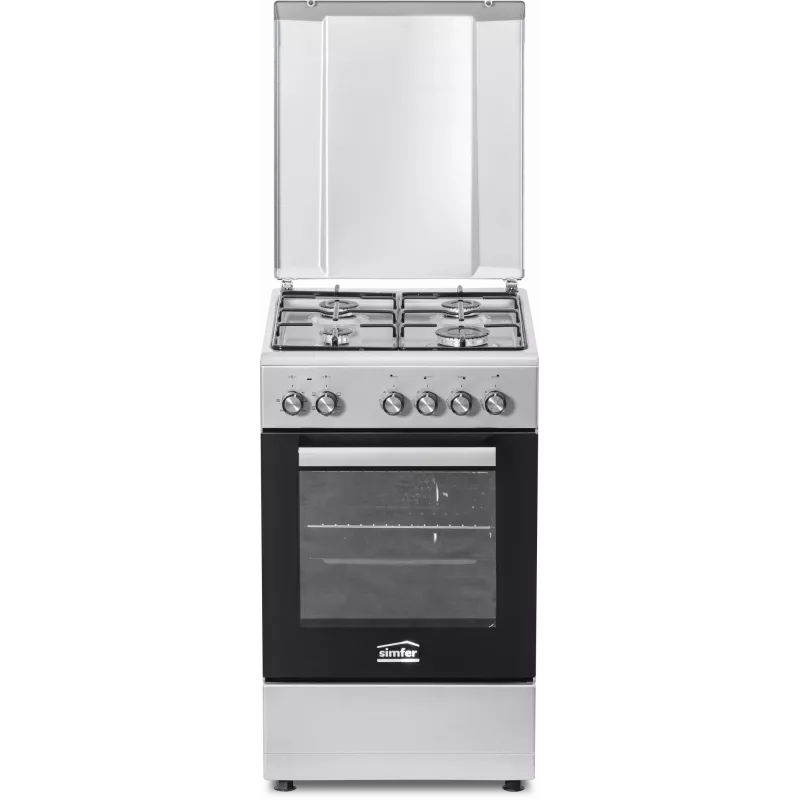 Gaskochfeld und Elektrobackofen SIMFER 5405SERGG, Edelstahl, 4 Zonen, 50 cm