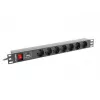 Lanberg | Stromverteilungseinheit (PDU) 19 Zoll 1U 10A 2M 7x Schuko-Steckdosen | PDU-07F-0200-IEC-BK