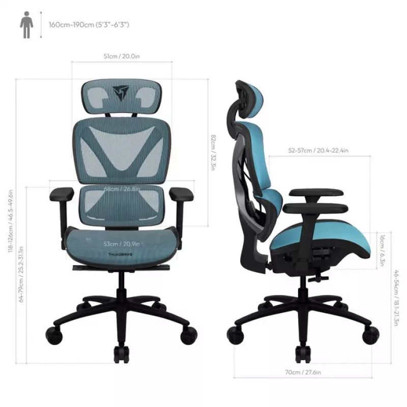 ThunderX3 XTC Ergonomischer Bürostuhl - schwarz/blau