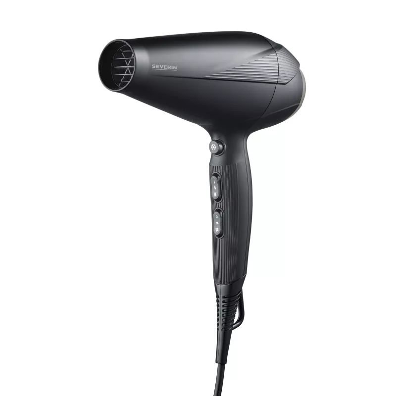 Haartrockner SEVERIN HT0167 Schwarz/Silber, 1600 W, kompaktes faltbares Design