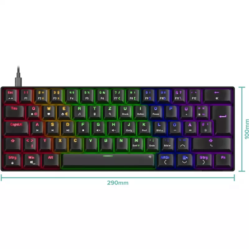 Mechanische Gaming-Tastatur Speedlink ATMOS RGB — kompaktes Layout, RGB-Hintergrundbeleuchtung