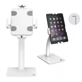 Tablet-Schreibtisch-/Wandhalterung MACLEAN MC-468W, weiß, für 7,9–11 Zoll Tablets, Klemm- und Montagesatz, neigungsverstellbar