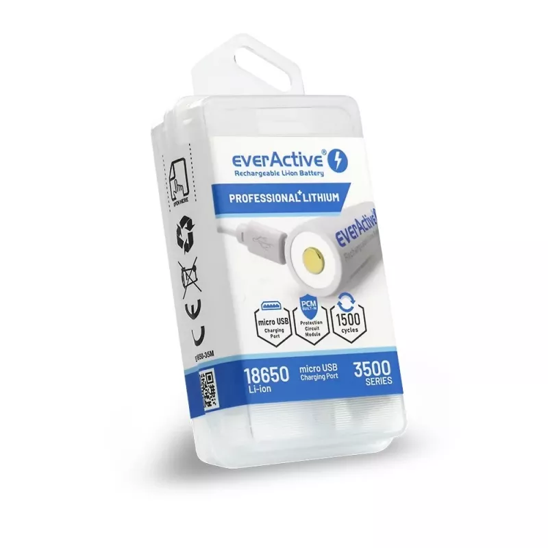18650 Li-Ion 3.7V everActive 3500mAh battery (1 Stk.) micro-USB with protection
