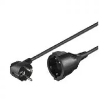 Wentronic goobay - Stromverlängerungskabel - Strom CEE 7/7 (M) abgewinkelt auf CEE 7/4 (W) - AC 250 V - 10 A - 5,0m - Schwarz (93094)