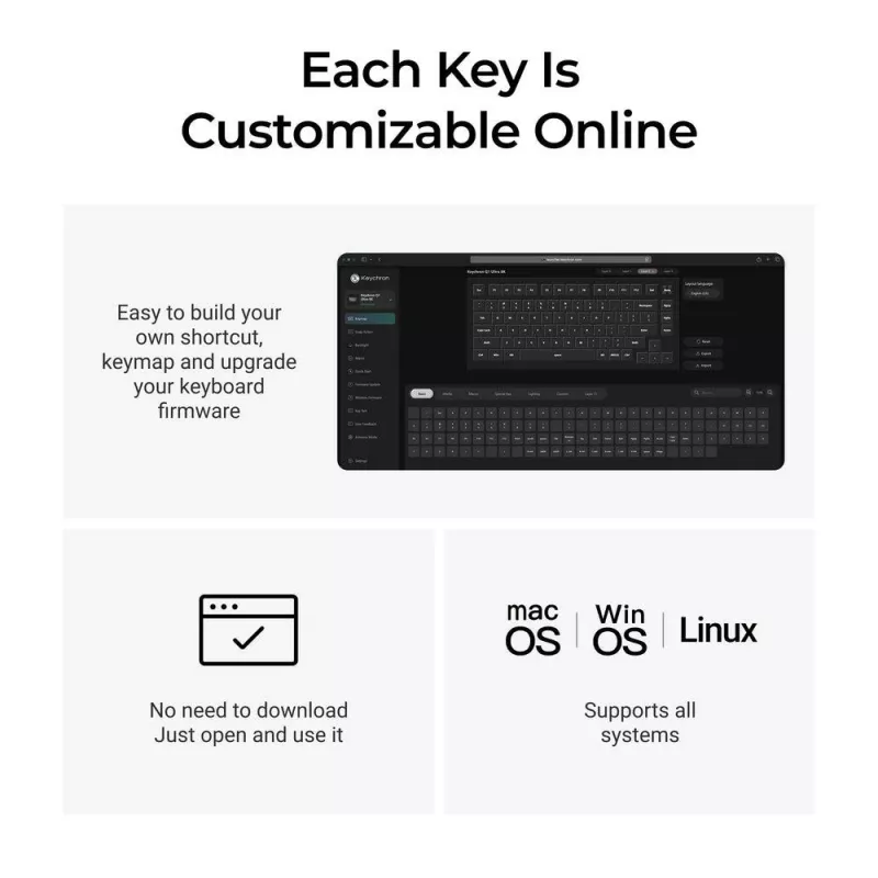 Mechanische Tastatur Keychron Q1 Ultra 8K — 75% Form, USB + RF Wireless + Bluetooth, RGB LED, Schwarz
