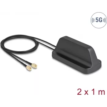 Antenne DELOCK 81485 5G LTE GNSS Wi‑Fi 6 MIMO mit 2×SMA-Anschlüssen, Gewinn 2,1–3,0 dBi
