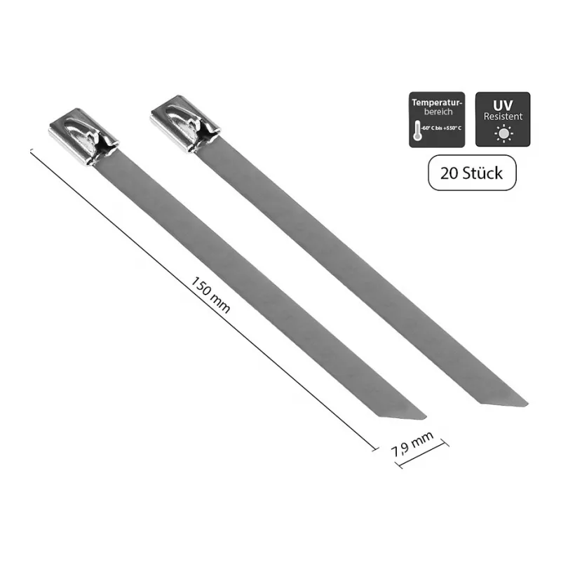Good Connections Edelstahl-Kabelbinder 150mm x 7,9mm 20 Stück