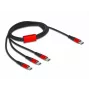 USB-Ladekabel DeLOCK 3 in 1 USB Type-C auf 3 x USB Type-C 1 m schwarz/rot