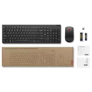 Kabelloses Tastatur-Maus-Set Lenovo Essential Wireless Combo Gen2 — schwarz, kompaktes Layout, kabellose Verbindung