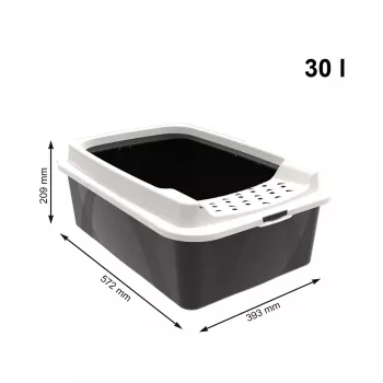 Offene Katzentoilette rotho Bonnie Cat 572×393×209 mm, Technopolymer, 30 L, schwarz/grau