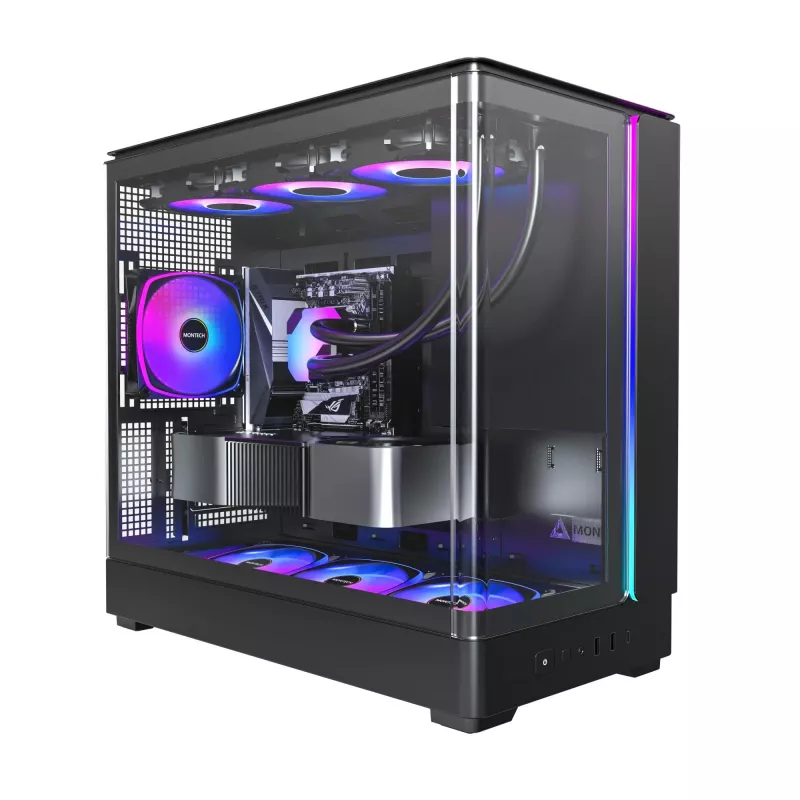 PC-Gehäuse Montech KING 15 PRO Schwarz — Midi-Tower für micro ATX / Mini-ITX