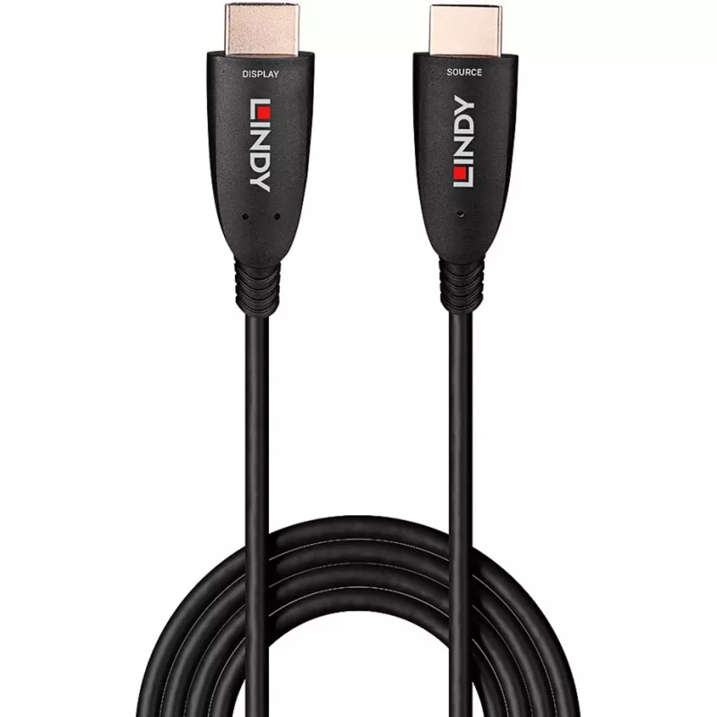 Lindy 15m Glasfaser-Hybrid HDMI 8K60 Kabel, 15 m, HDMI Typ A (Standard), HDMI Typ A (Standard), 48 Gbit/s, Schwarz
