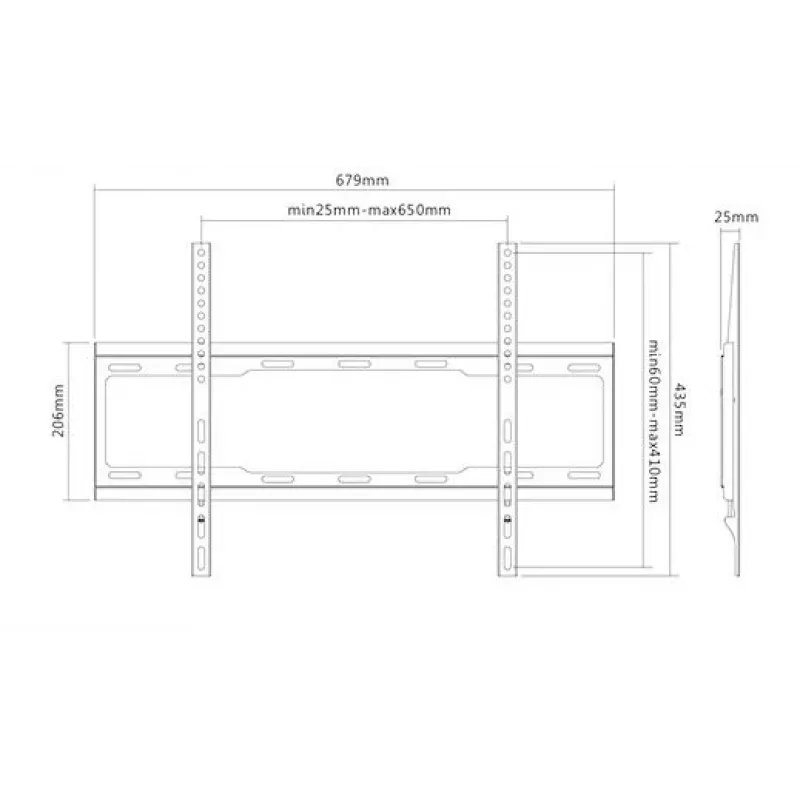 TV-Wandhalterung Sunne 37-70-EF für 37-Zoll- bis 70-Zoll-Fernseher, max. 40 kg, VESA 200x200–600x400, schwarz