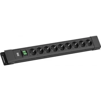 Steckdosenleiste Bachmann CONNECTUS 9x CEE7/3-Steckdosen mit 1x Schalter, 2,0 m Kabel, CEE7/7-Stecker — Schwarz