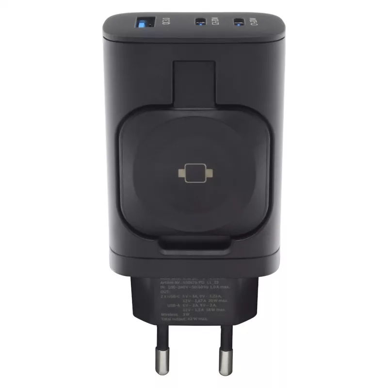 RealPower 450476 mobiles Ladegerät Powerbank, Smartwatch, Tablet Schwarz AC Kabelloses Laden Schnellladung Innenbereich
