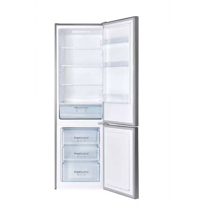 Kühl-Gefrierkombination AMICA FK2525.4UNTX(E) freistehend 250L, silber, Gefrierfach unten, R600a