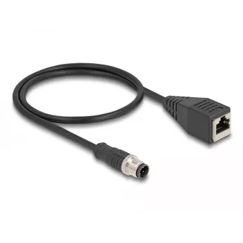 DeLOCK M12 Adapterkabel D-codiert 4-polig Stecker auf RJ45 Buchse 50 cm