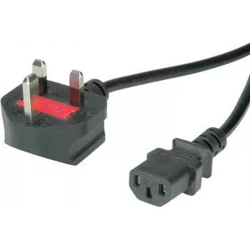 VALUE - Netzkabel - BS 1363 (M) abgewinkelt auf IEC 60320 C13 gerade - AC 250 V - 10 A - 3 m - Schwarz