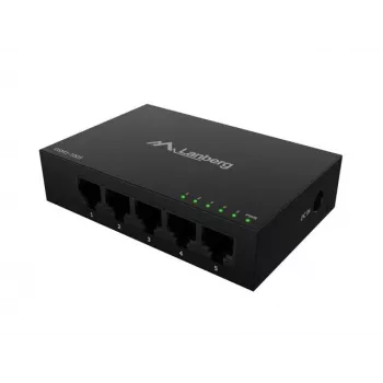 LANBERG DSM1-1005 Netzwerk-Switch 5x 1 Gb/s unmanaged Desktop, Metallgehäuse, 12V