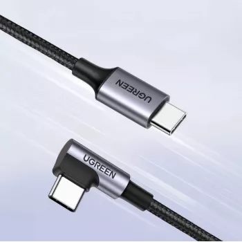 Ugreen USB-C (gerade) / USB-C (gewinkelt) PD QC 60W 3A 0,5 m US255 (grau)