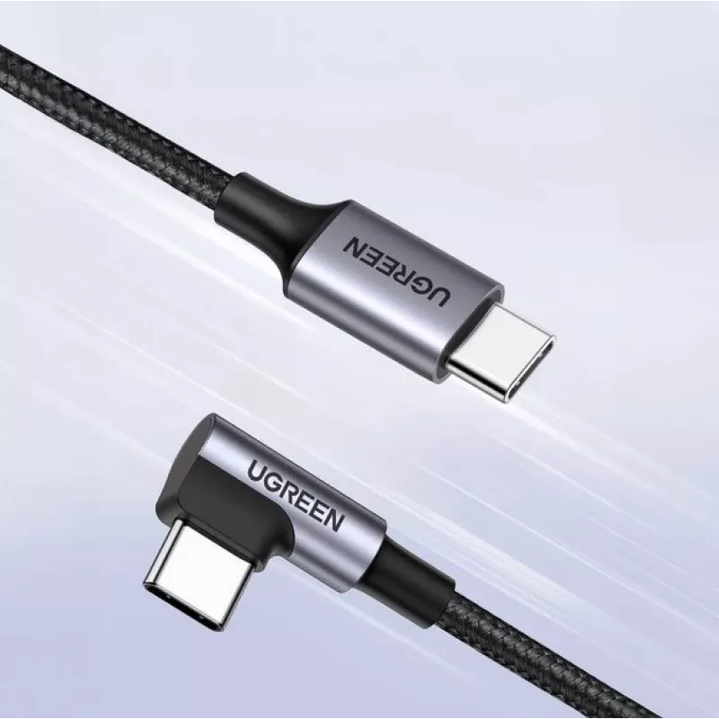 Ugreen USB-C (gerade) / USB-C (gewinkelt) PD QC 60W 3A 0,5 m US255 (grau)