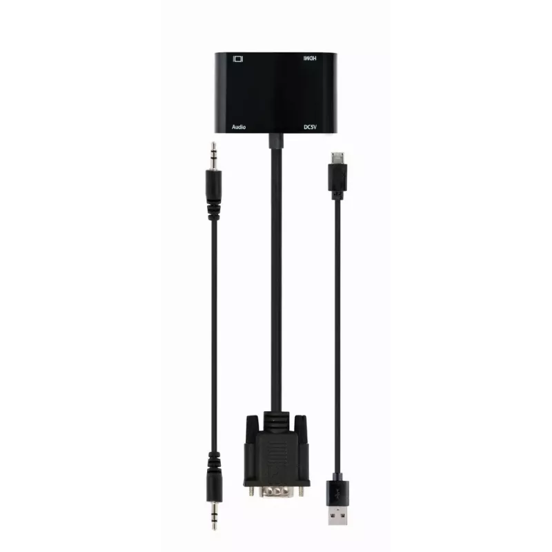 Videokabel-Adapter GEMBIRD A-VGA-HDMI-02 0,15 m — HDMI + VGA (D-Sub) Buchse auf VGA (D-Sub) Stecker, schwarz